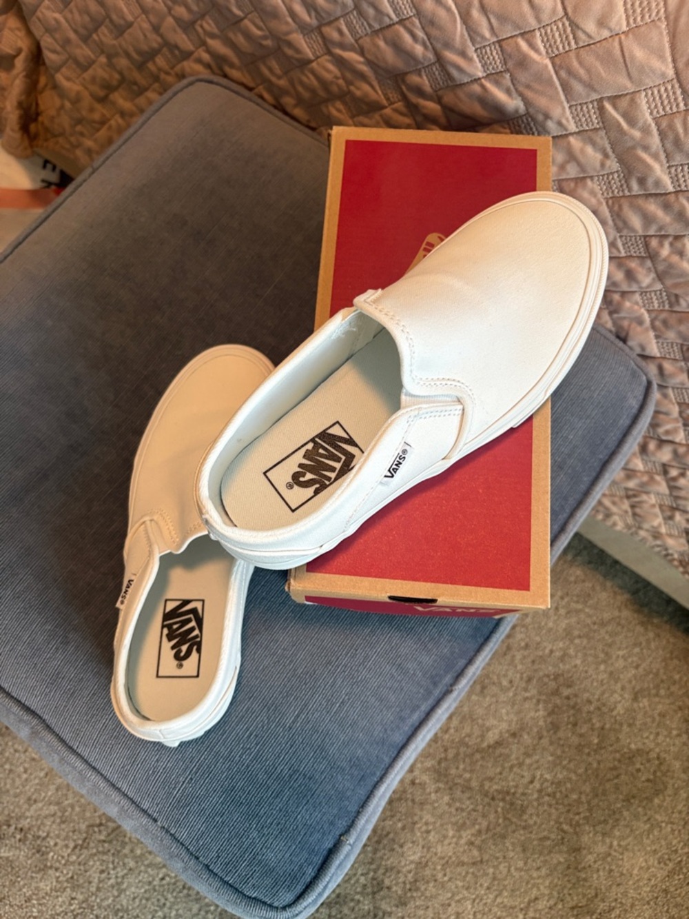 Vans White Slip-On Canvas Sneakers